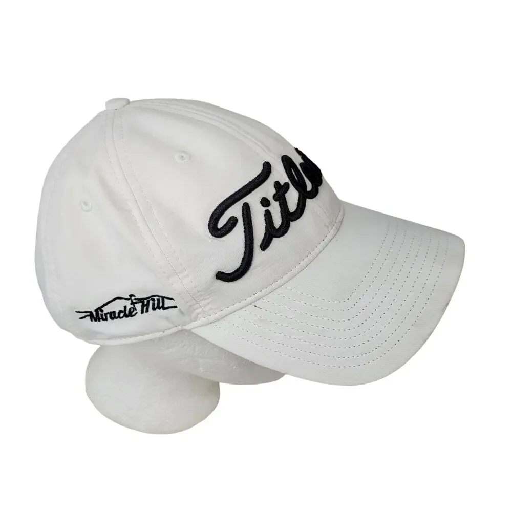 Titleist Miracle Hill Golf Hat Cap Adjustable Buckle Back White Black Embroidery